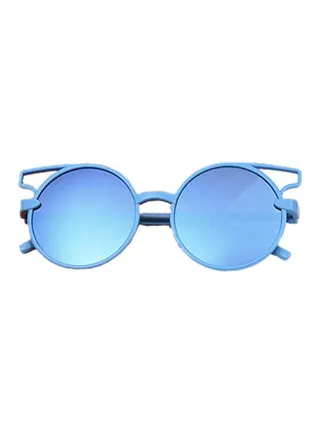Kids' Fashion Round Frame Mirrored Sunglasses 