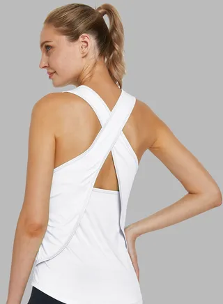 Women's Quick drying Cross Back Sports Vest White 
