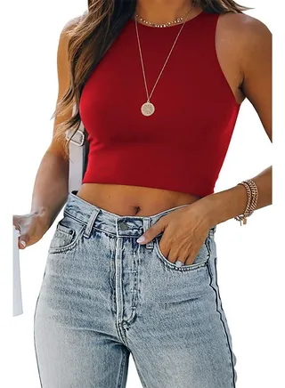 Fashion Solid Color New Sleeveless Round Collar Vest 