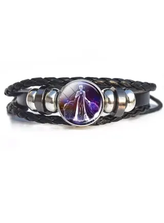 Gemstone Horoscope Leather Bracelet 