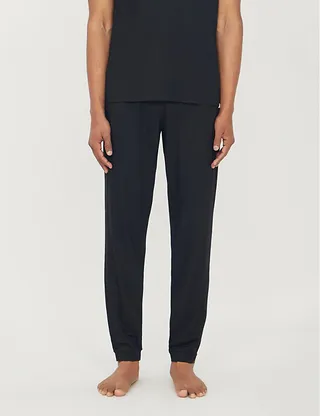 Mens Black Basel Stretch-modal Pyjama Bottoms