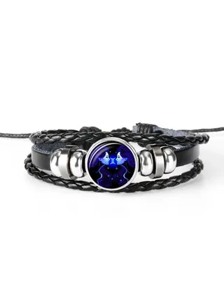 Gemstone Horoscope Leather Bracelet 