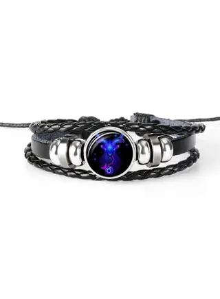 Gemstone Horoscope Leather Bracelet 