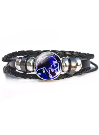 Gemstone Horoscope Leather Bracelet 