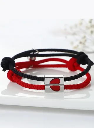 2-Piece Magnetic Heart Alloy Bracelet 