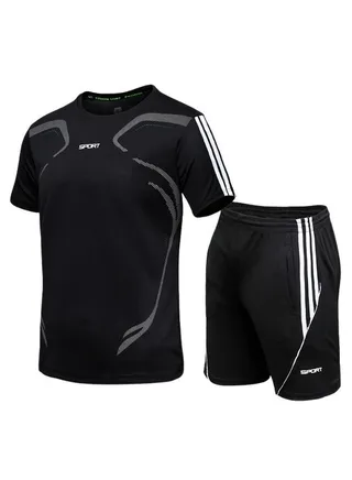 Men's Short and T-shirt Tracksuit Sports Suit Activewear Set 