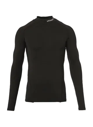 uhlsport Men's Tight T-Shirt, Dry Tech Base For All Kind of Sports Training Round and Standing Collar Very Light Elastic Fabric Slim Fit Long Sleeves 