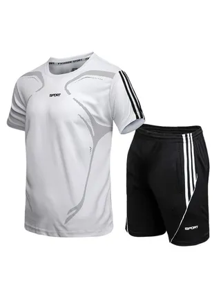 Men's Short and T-shirt Tracksuit Sports Suit Activewear Set 