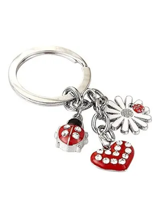 Z68E Cute  Heart  Lily Charms Key Ring 