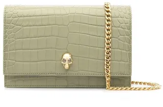 Skull crocodile-embossed shoulder bag