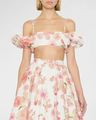 Floral-Print Pleated Mini Skirt