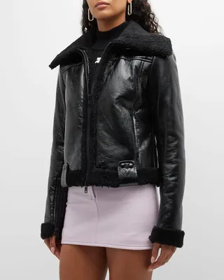 Lamb Shearling Shiny Pilot Jacket