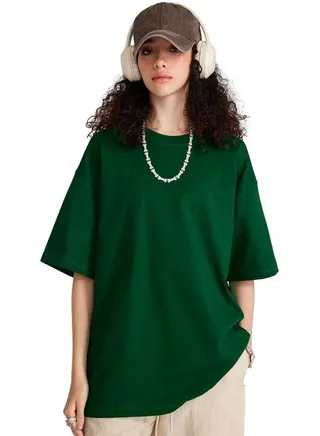 Unisex Casual Breathable Loose Shoulder Oversize Crew Neck T-shirt 