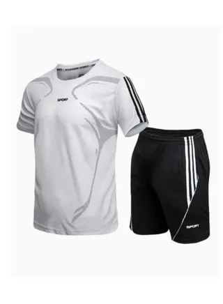 Men T-Shirt and Short Tracksuit Sport Suit Activewear Set 