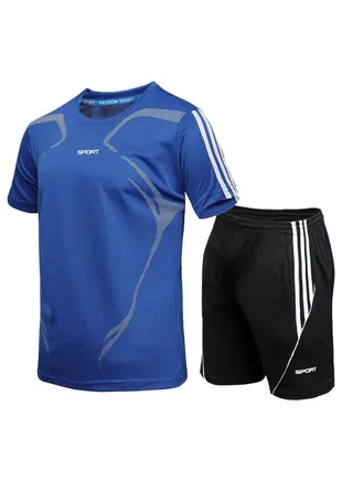 Men T-Shirt and Short Tracksuit Sport Suit Activewear Set 