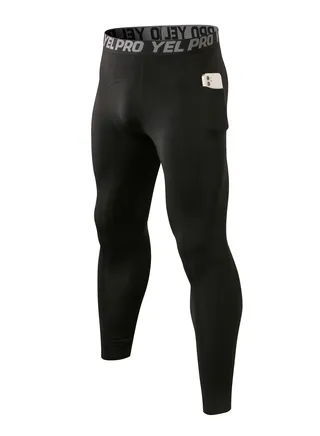 Men Quick Dry Breathable Elastic Running Trousers Black 
