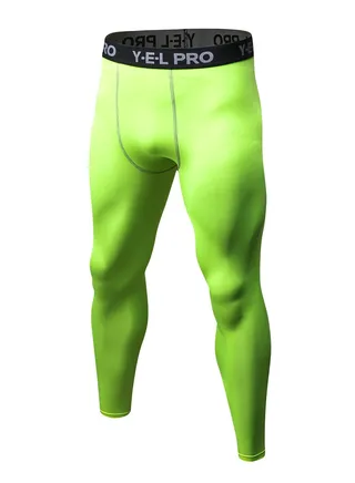Men Quick Dry Breathable Elastic Running Leggings Green 
