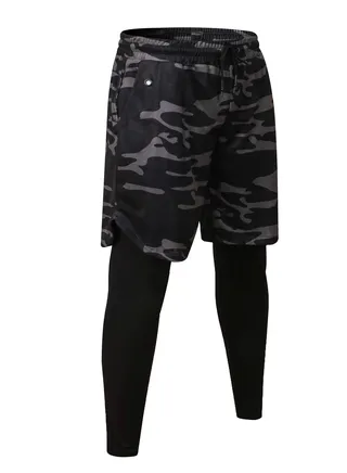Men Quick Dry Breathable Elastic Running Trousers Black 