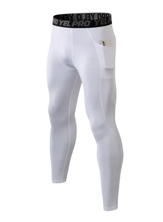 Men Quick Dry Breathable Elastic Running Trousers White 