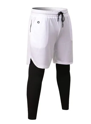 Men Quick Dry Breathable Elastic Running Trousers White 