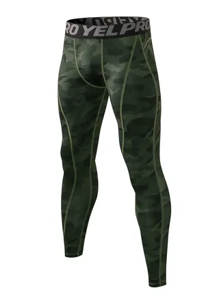 Men Quick Dry Breathable Elastic Running Trousers Green 