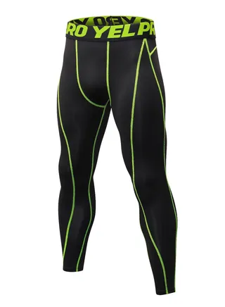 Men Quick Dry Breathable Elastic Running Trousers Black/Green 