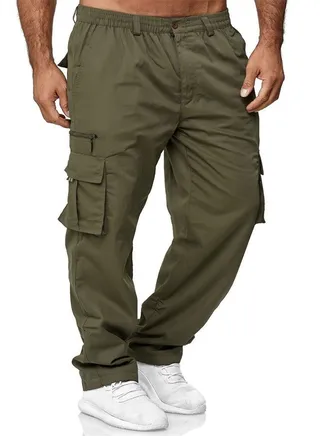 Men's Sasual Solid Color Thin Pants Military green, 