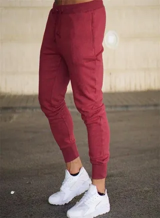 Slim Fit Casual Sports Pants Red 