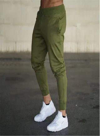 Slim Fit Casual Sports Pants Military Green, 