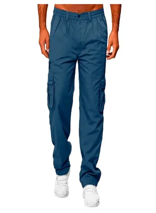 Men's Sasual Solid Color Thin Pants Denim Blue 