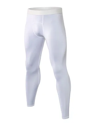 Men Quick Dry Breathable Elastic Running Trousers White 