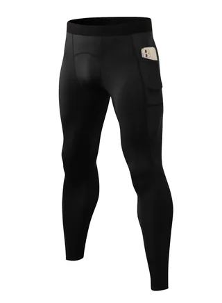 Men Quick Dry Breathable Elastic Running Trousers Black 