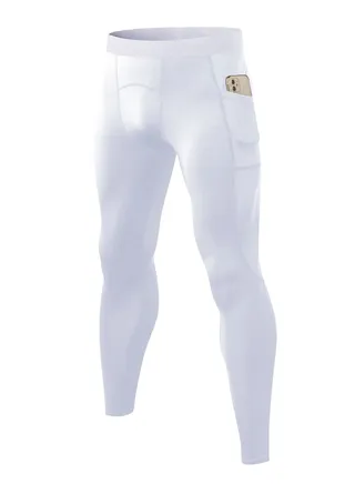 Men Quick Dry Breathable Elastic Running Trousers White 