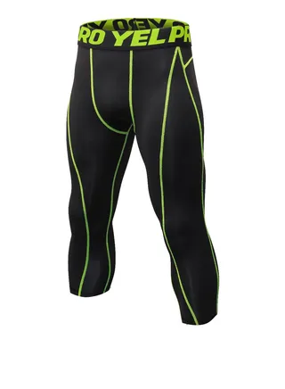 Men Quick Dry Breathable Elastic Running Trousers Black/Green 