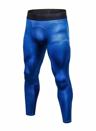 Men Quick Dry Breathable Elastic Running Trousers Blue 