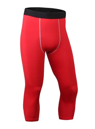 Men Quick Dry Breathable Elastic Running Trousers Red 