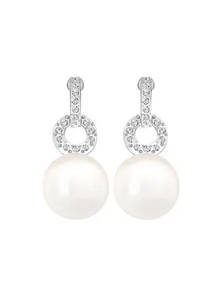 Duplex Crystal And Pearl Pendant Earrings 