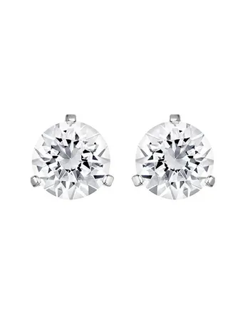 Rhodium Plated Solitaire Pierced Earrings 