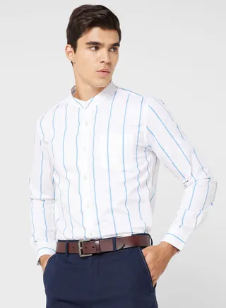 Pure Cotton Printed Casual Shirt With Full Sleeve And Mandrin Collar