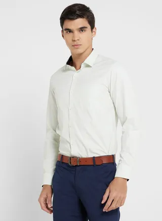 Men Easy Care Green Solid Slim Fit Sustainable Formal Shirt