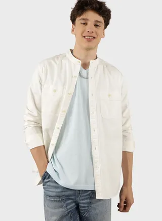 Band Collar Classic Fit Shirt 