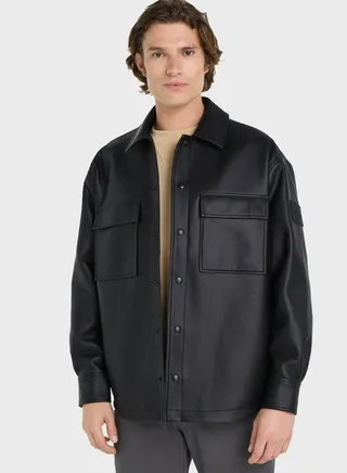 Faux Leather Overshirt