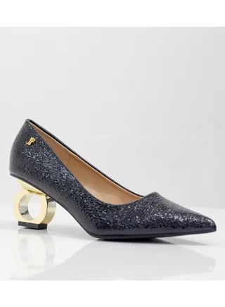 Orchid court special circle heel PU black 