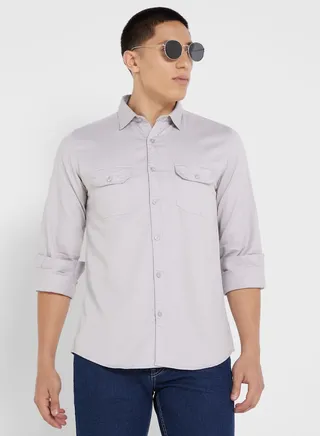 Pure Cotton Casual Double Pocket Shirt 