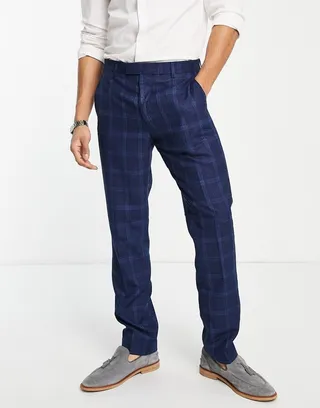 Harry Brown slim fit windowpane check suit pants
