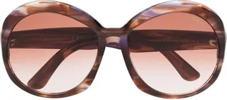 Marbled Round-Frame Sunglasses