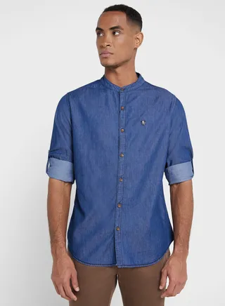 Thomas Scott Men Blue Smart Slim Fit Opaque Casual Shirt 