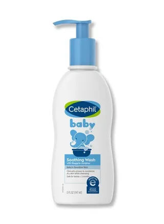 Cetaphil Baby Soothing Body Wash is creamy and gentle on dry, sensitive skin, made with Colloidal Oatmeal and Niacinamide, Fragrance Free, Hypoallergenic, 10 oz. 