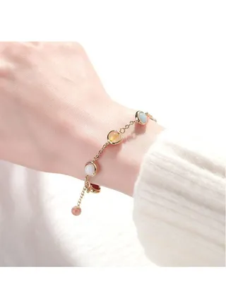 Gold Plated Delicate Multi Color Crystal Bracelet for Girls Women  Jewelry Gifts 