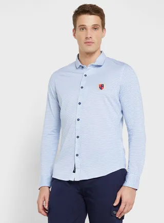 Classic Slim Fit Horizontal Stripes Striped Casual Shirt 